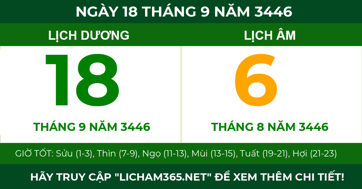 lịch âm ngày 18 tháng 9 năm 3446