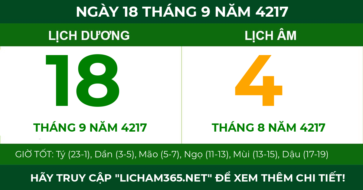 lịch âm ngày 18 tháng 9 năm 4217