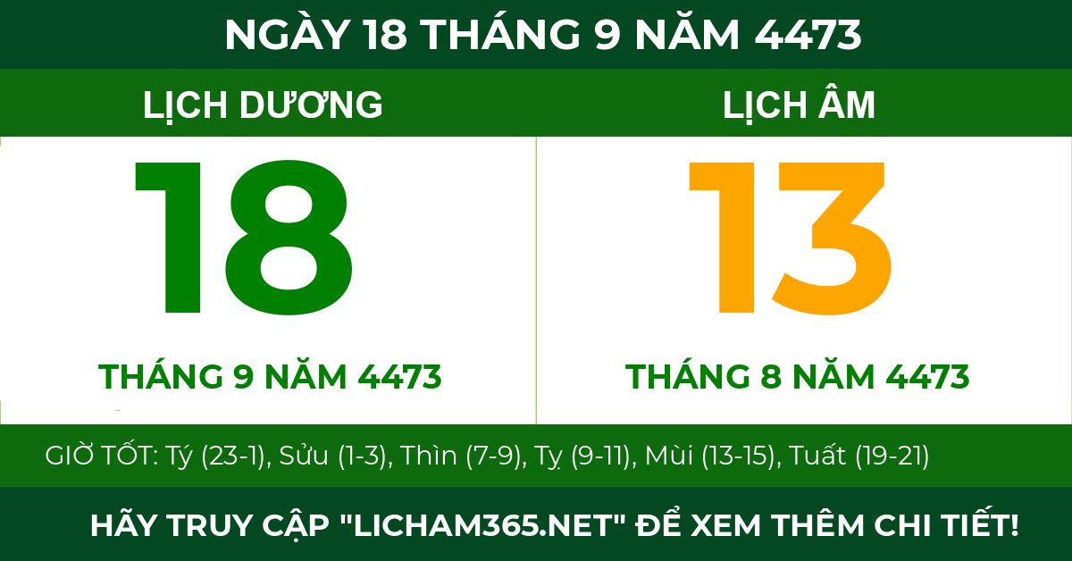lịch âm ngày 18 tháng 9 năm 4473