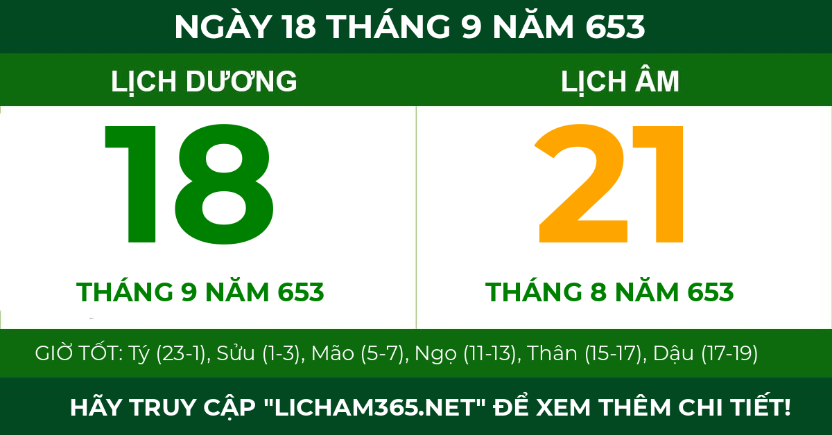 lịch âm ngày 18 tháng 9 năm 653