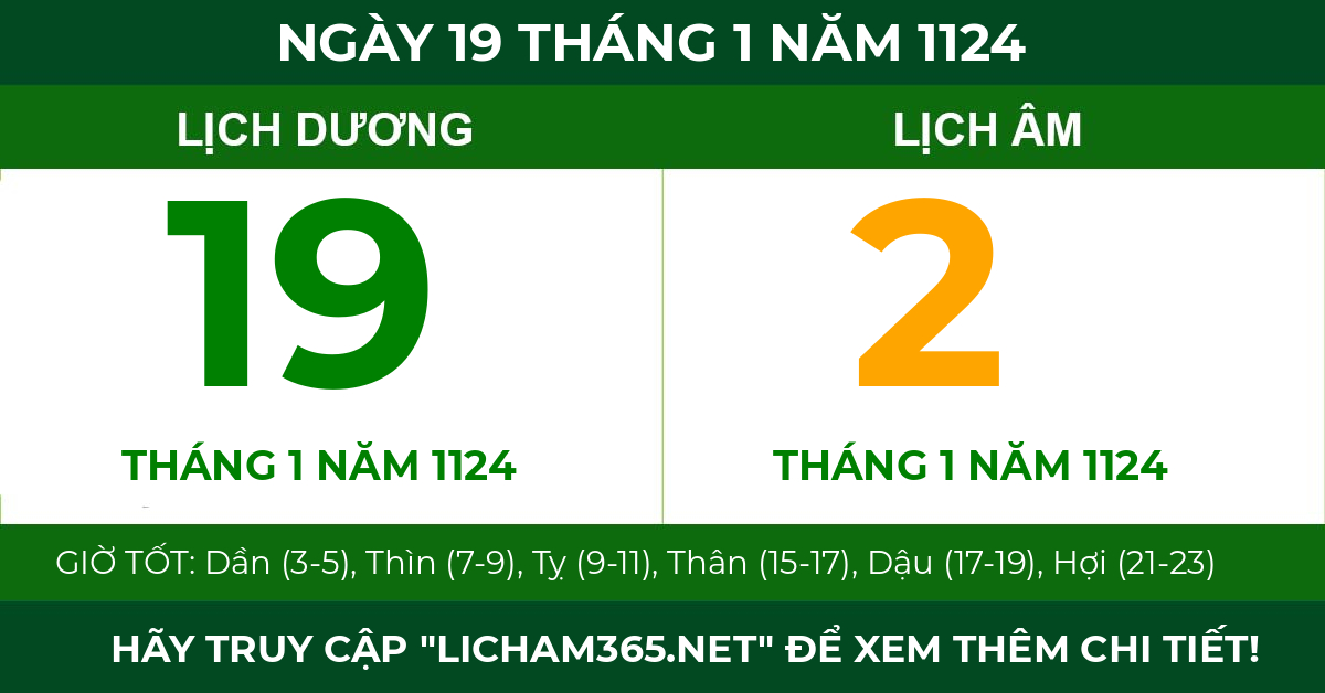 lịch âm ngày 19 tháng 1 năm 1124