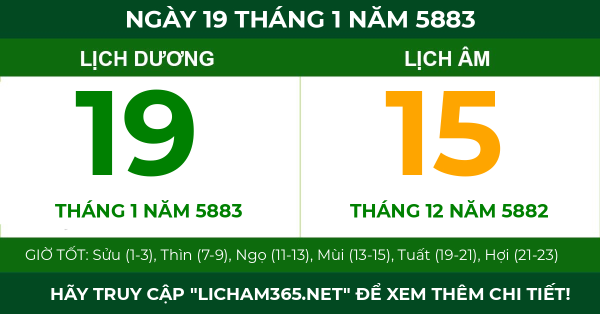 lịch âm ngày 19 tháng 1 năm 5883