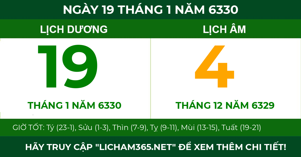 lịch âm ngày 19 tháng 1 năm 6330