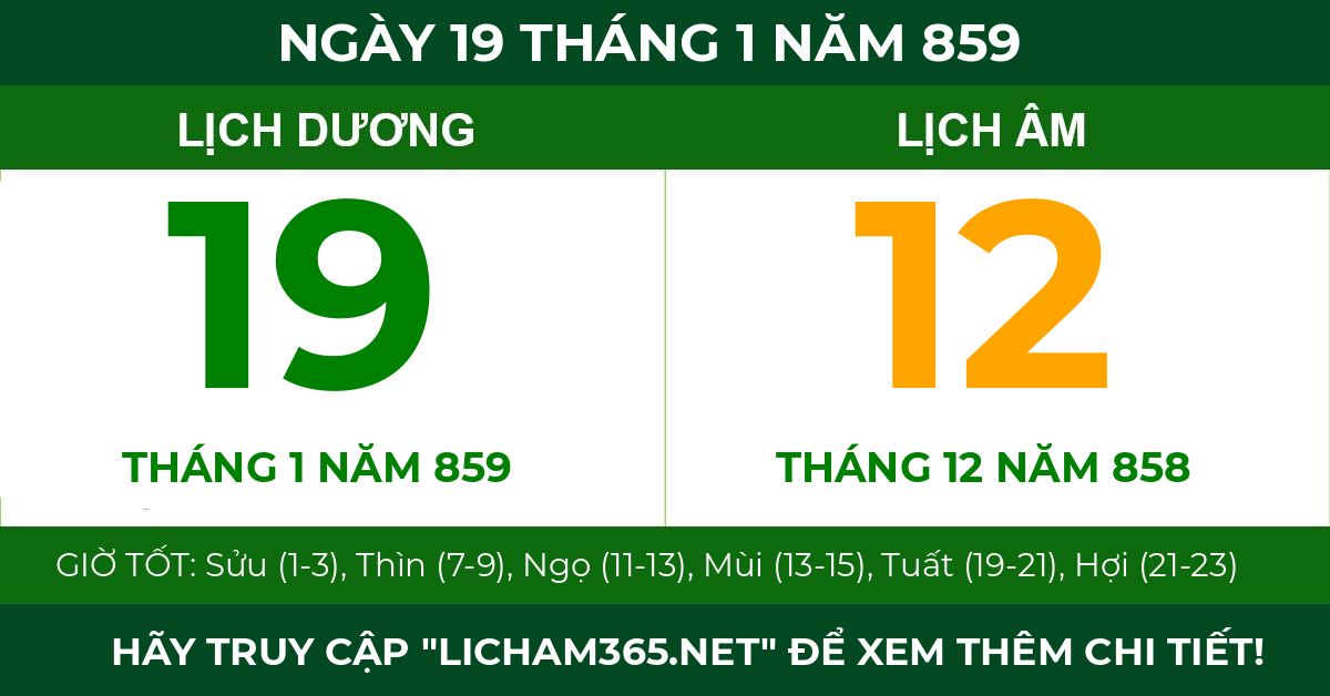 lịch âm ngày 19 tháng 1 năm 859