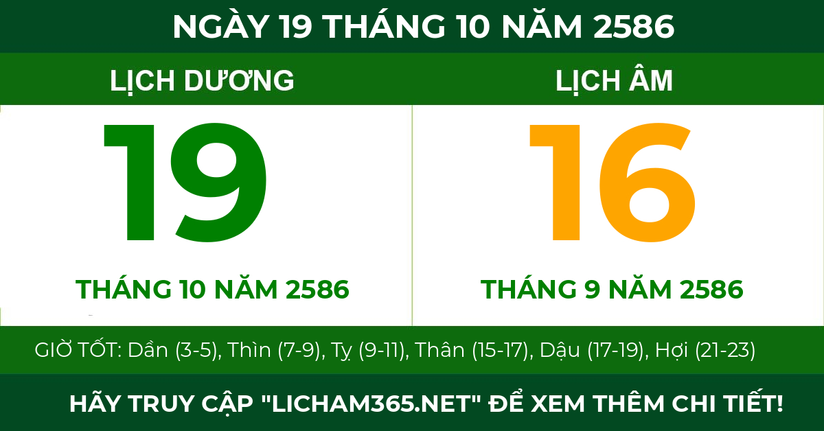 lịch âm ngày 19 tháng 10 năm 2586