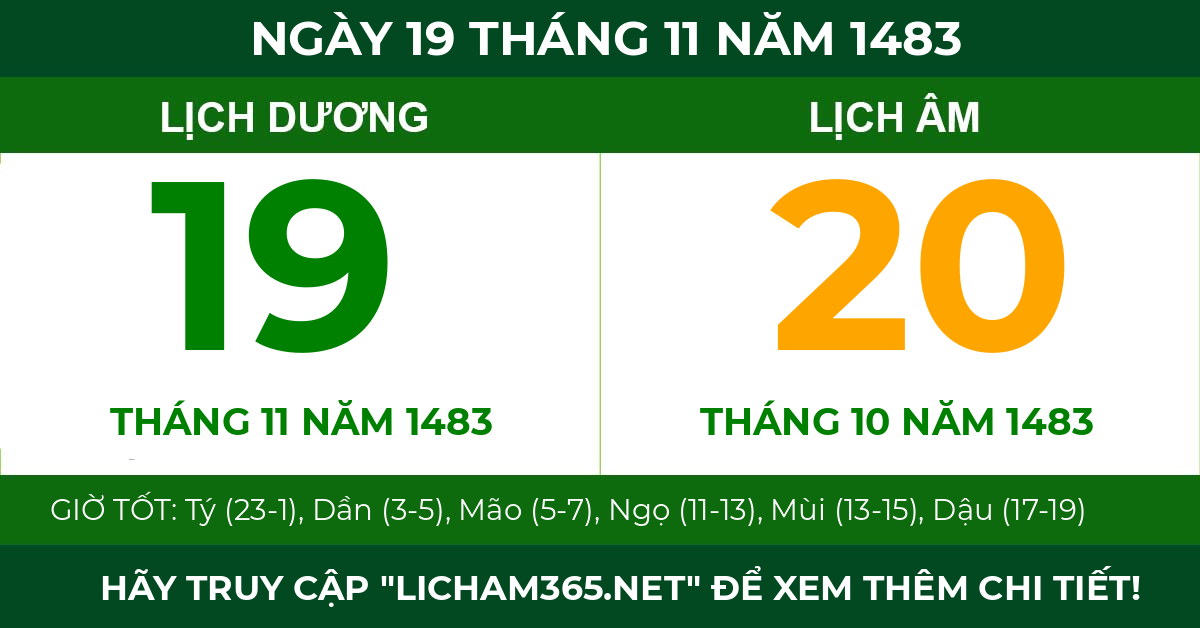 lịch âm ngày 19 tháng 11 năm 1483
