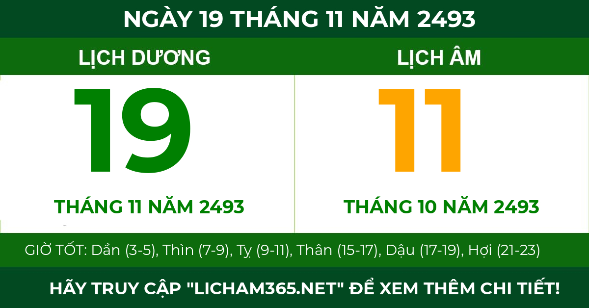lịch âm ngày 19 tháng 11 năm 2493