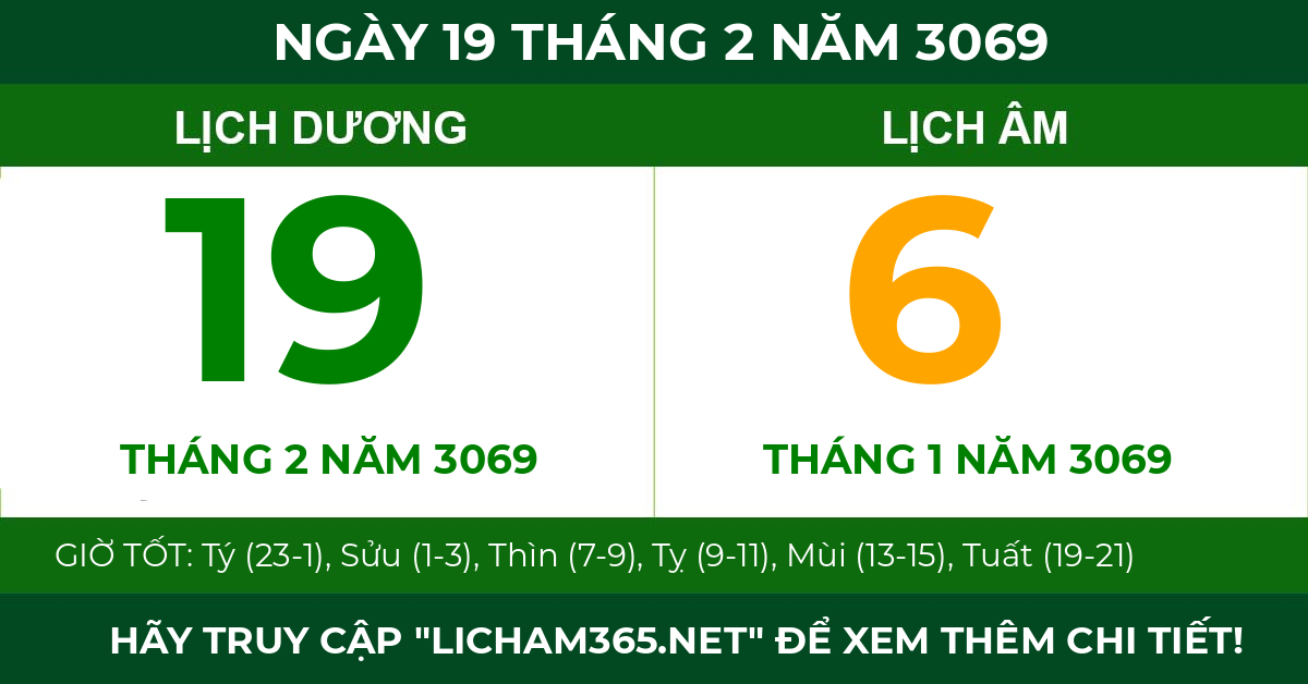 lịch âm ngày 19 tháng 2 năm 3069