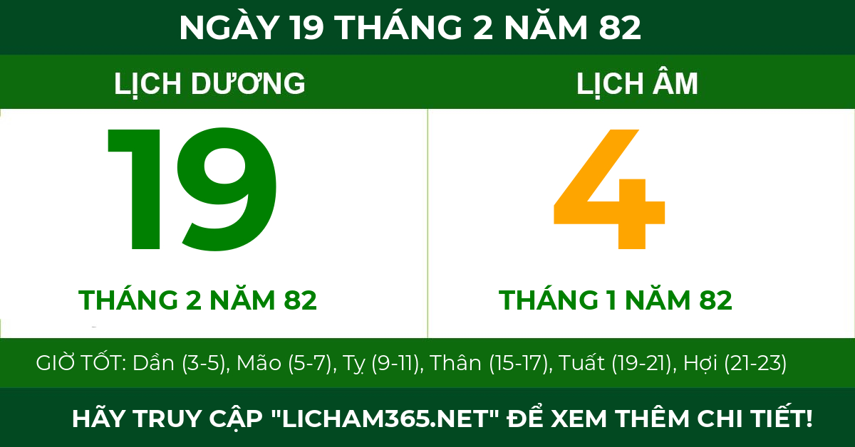 lịch âm ngày 19 tháng 2 năm 82