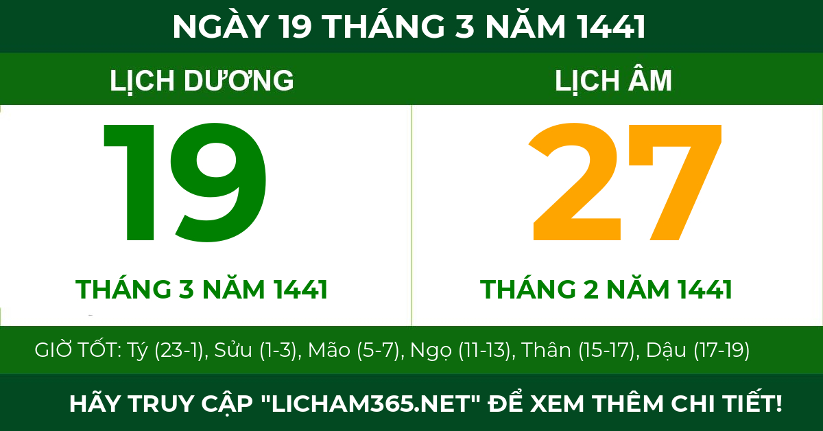 lịch âm ngày 19 tháng 3 năm 1441