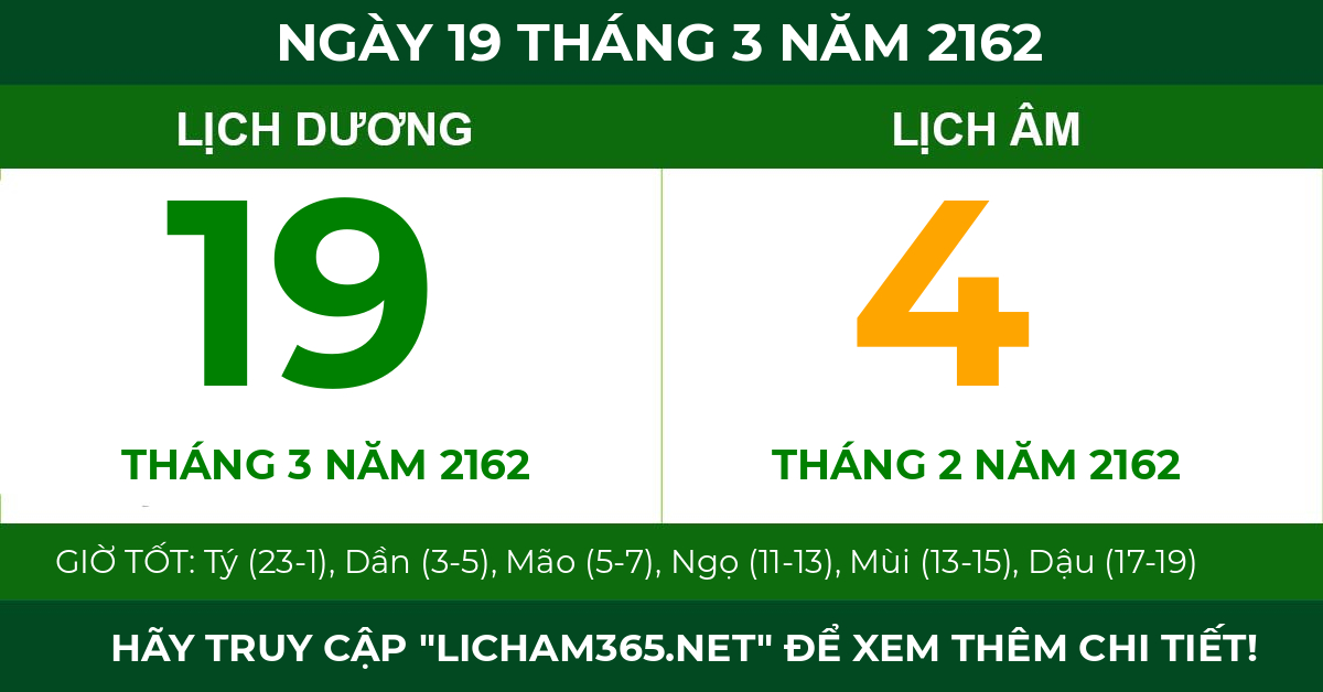 lịch âm ngày 19 tháng 3 năm 2162