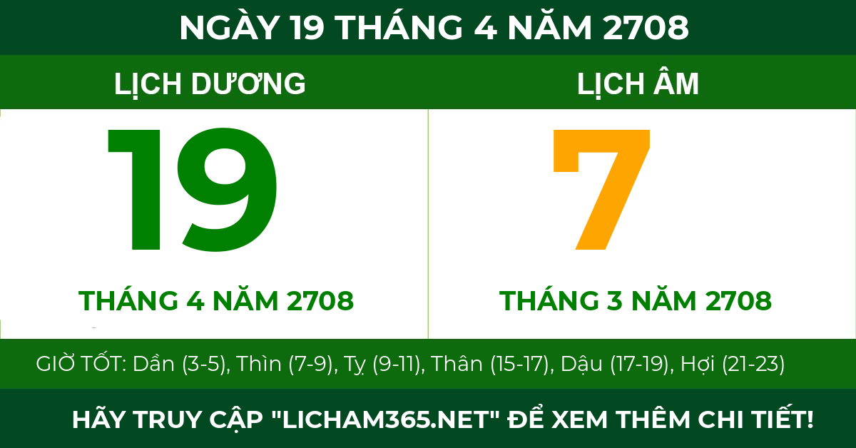 lịch âm ngày 19 tháng 4 năm 2708