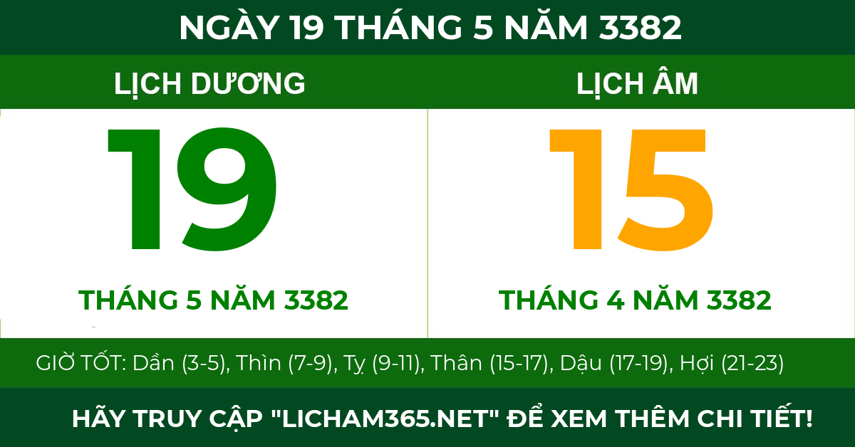 lịch âm ngày 19 tháng 5 năm 3382