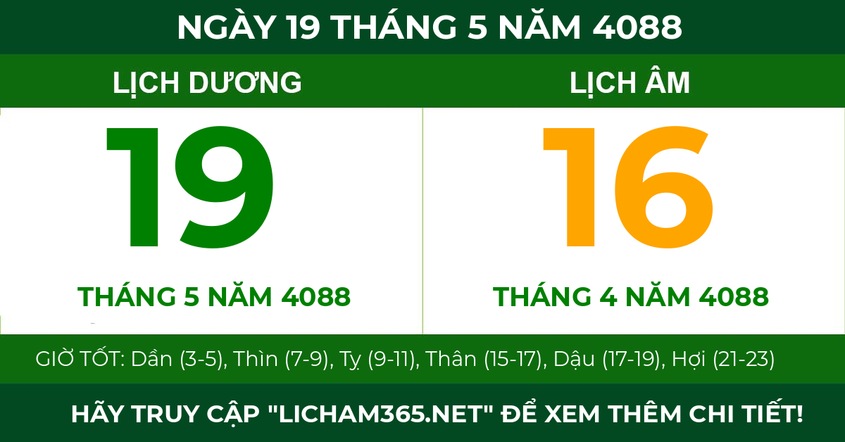 lịch âm ngày 19 tháng 5 năm 4088