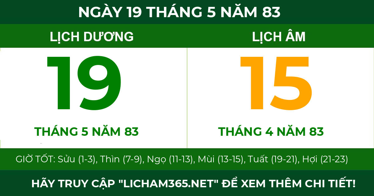 lịch âm ngày 19 tháng 5 năm 83