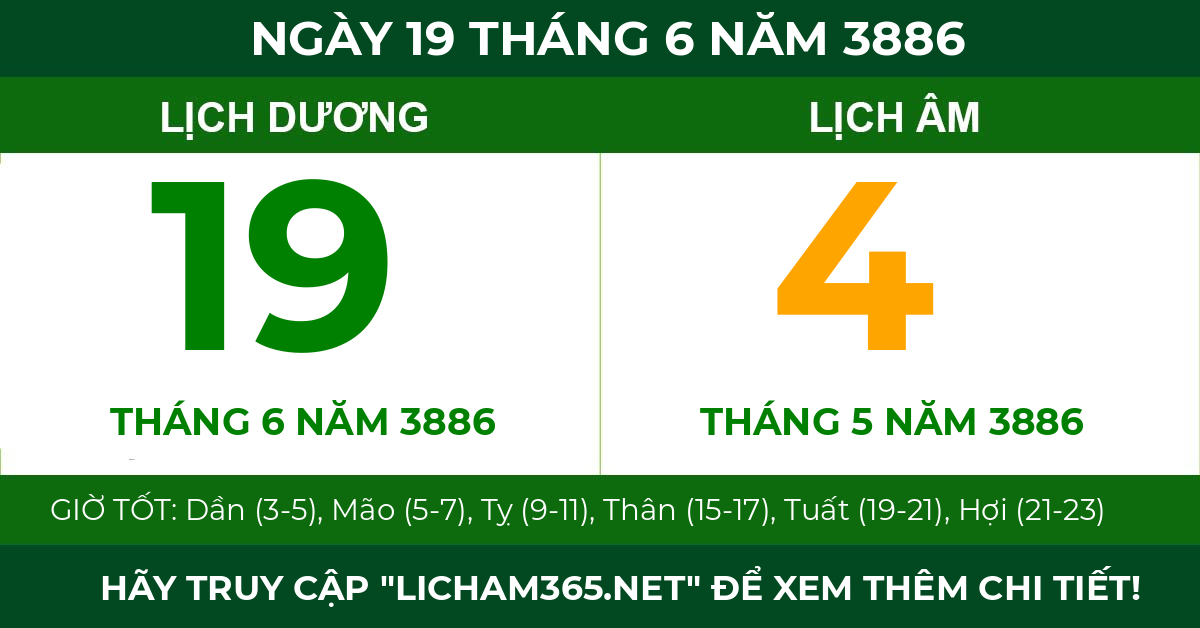 lịch âm ngày 19 tháng 6 năm 3886