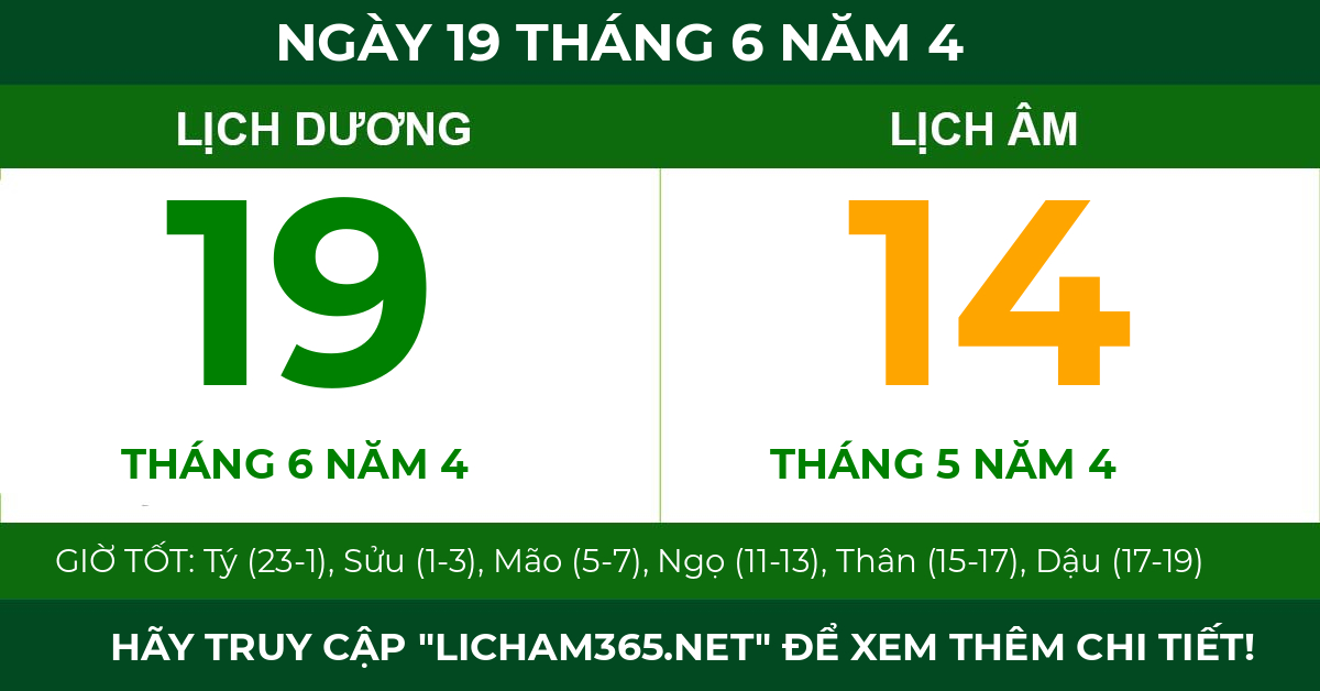 lịch âm ngày 19 tháng 6 năm 4