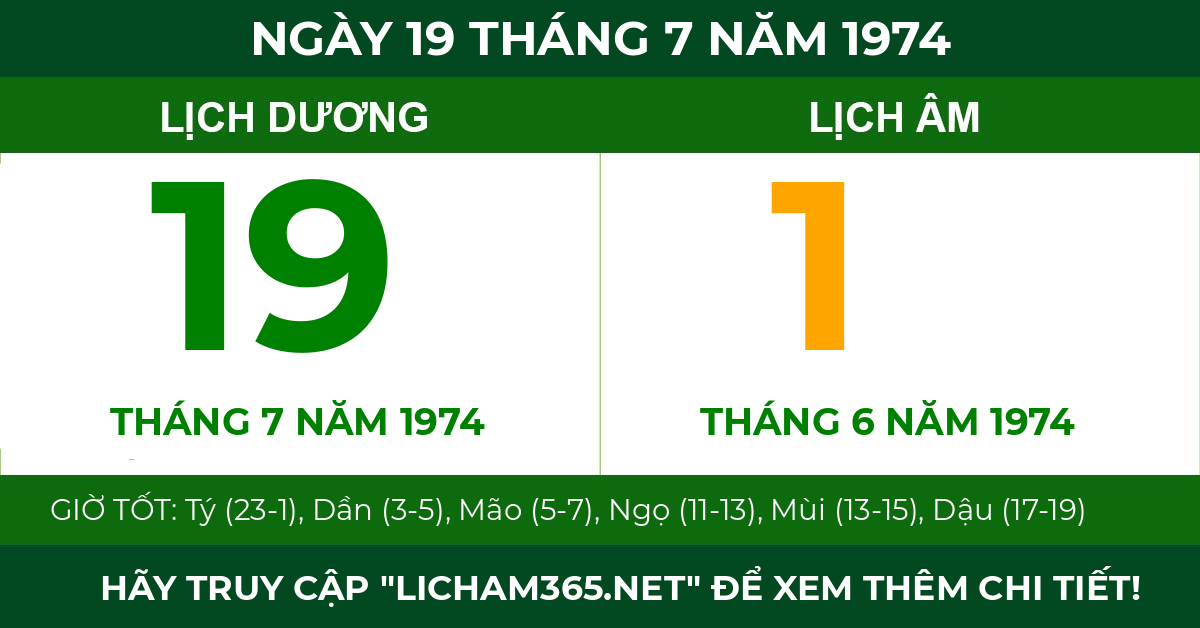 lịch âm ngày 19 tháng 7 năm 1974