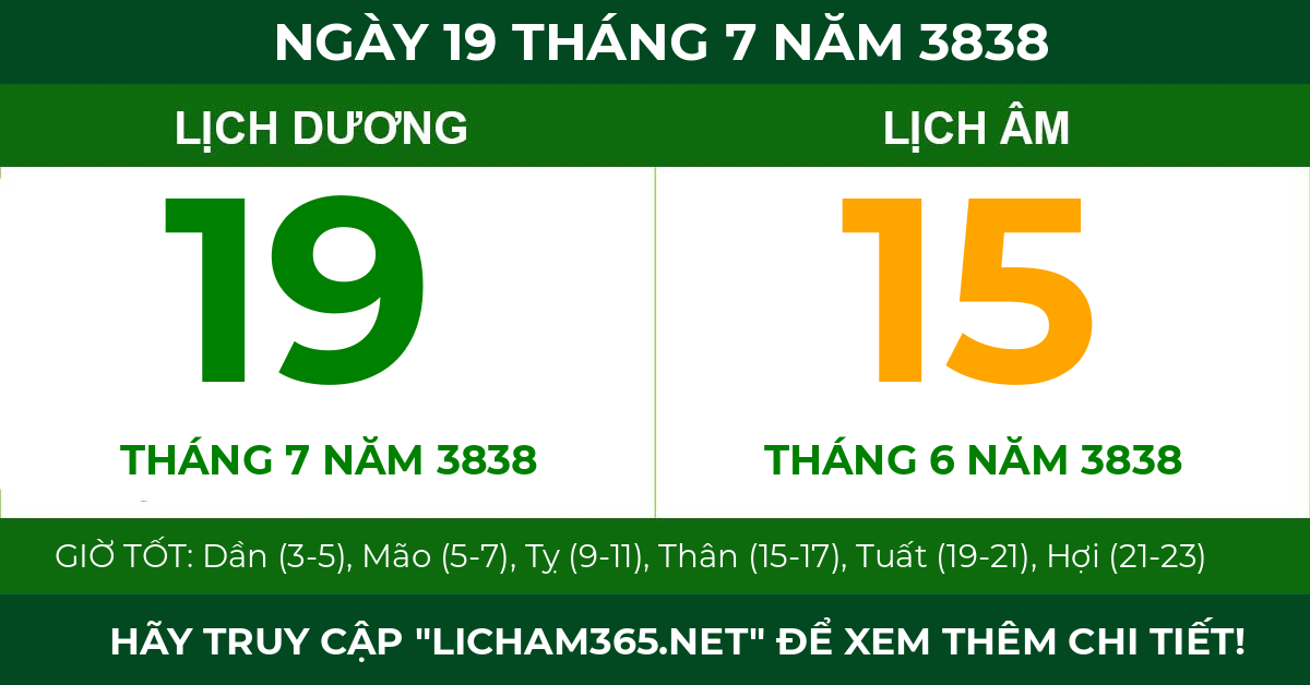 lịch âm ngày 19 tháng 7 năm 3838
