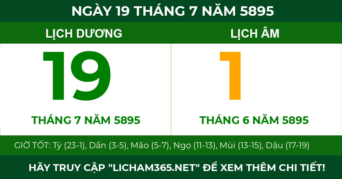 lịch âm ngày 19 tháng 7 năm 5895