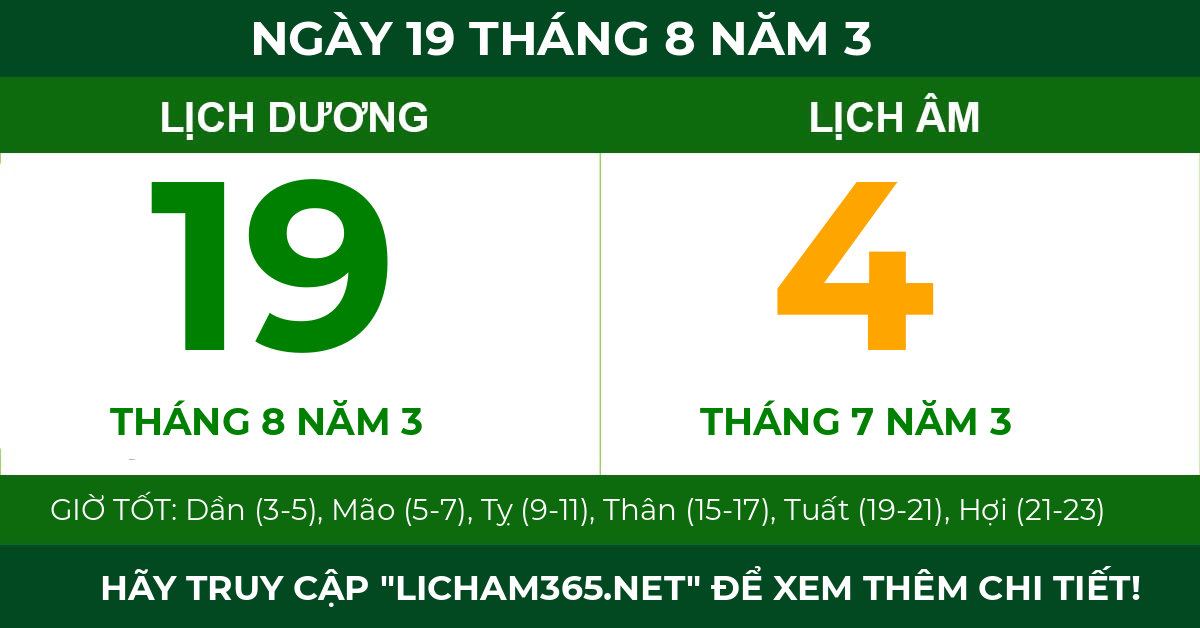 lịch âm ngày 19 tháng 8 năm 3