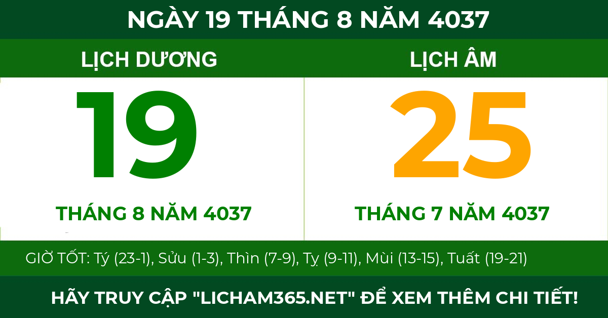 lịch âm ngày 19 tháng 8 năm 4037