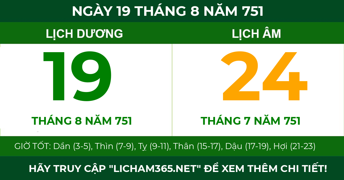 lịch âm ngày 19 tháng 8 năm 751