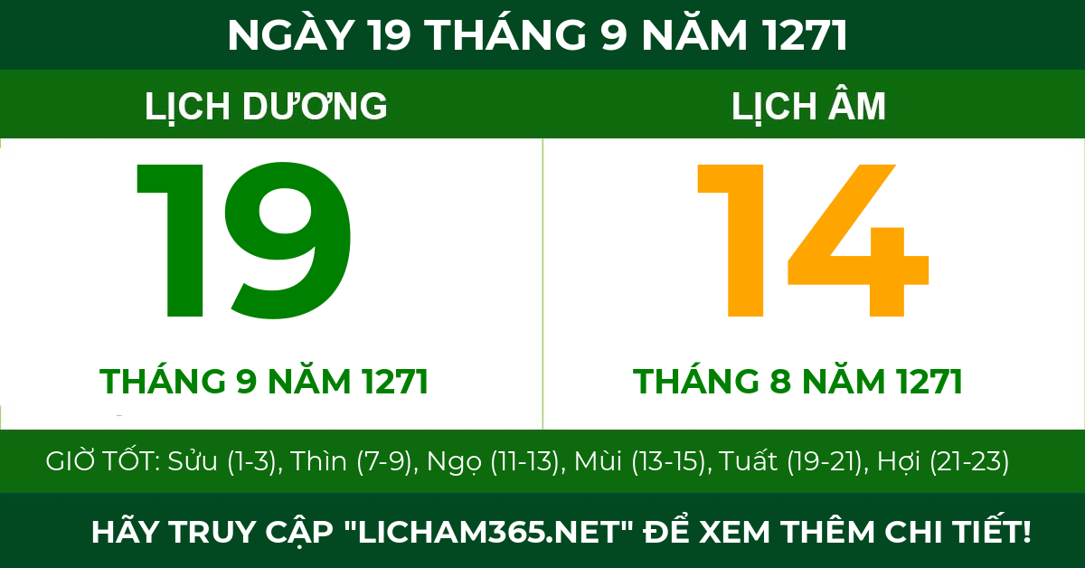 lịch âm ngày 19 tháng 9 năm 1271