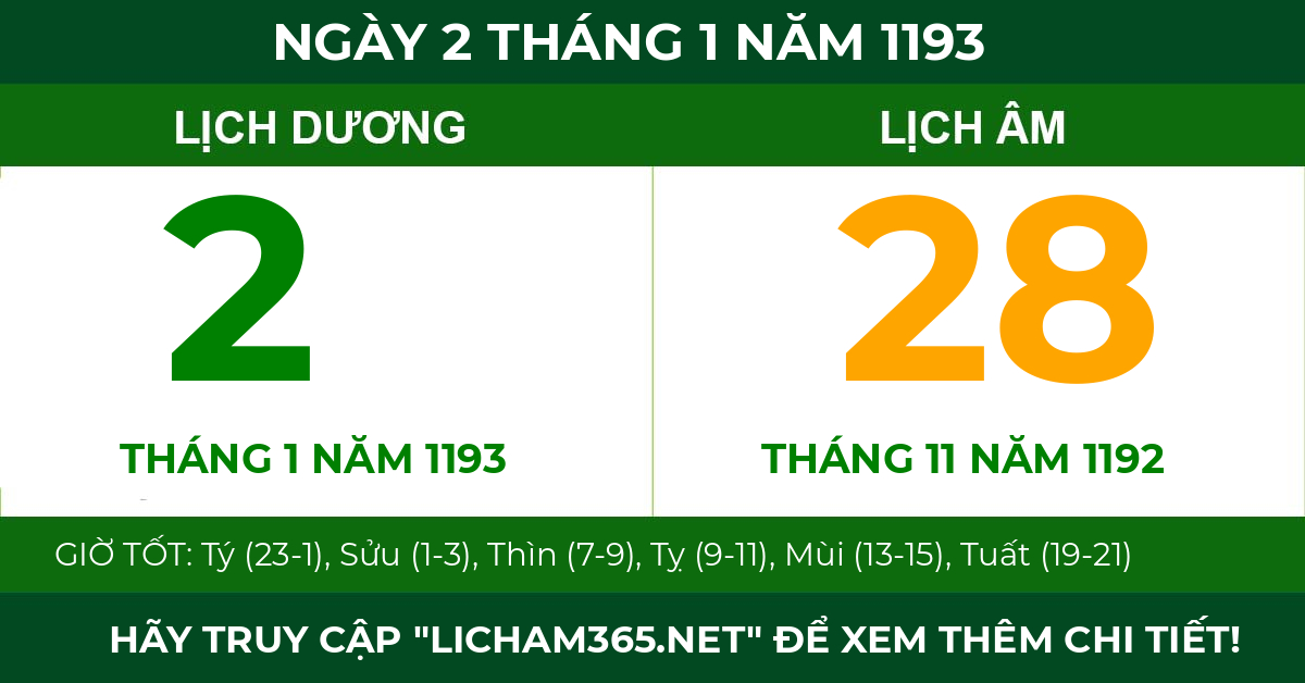 lịch âm ngày 2 tháng 1 năm 1193