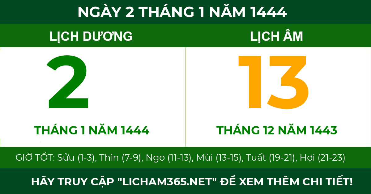 lịch âm ngày 2 tháng 1 năm 1444