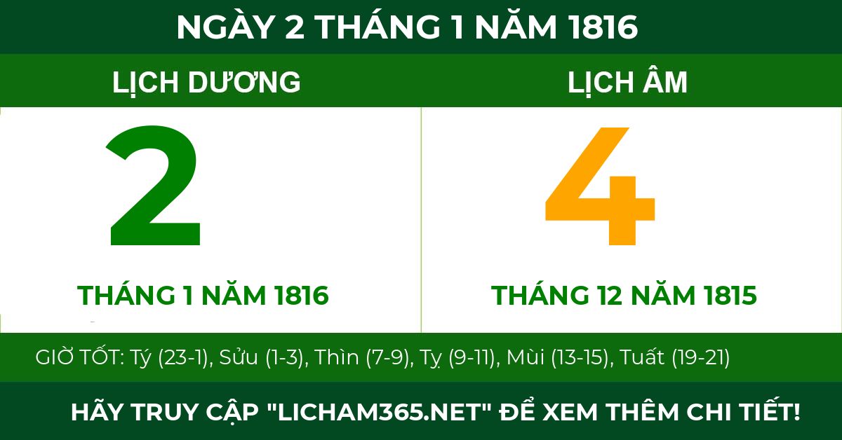 lịch âm ngày 2 tháng 1 năm 1816