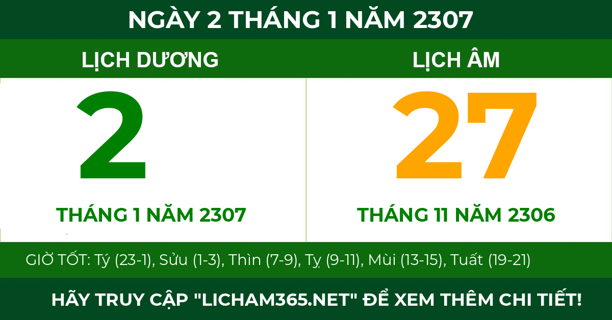lịch âm ngày 2 tháng 1 năm 2307