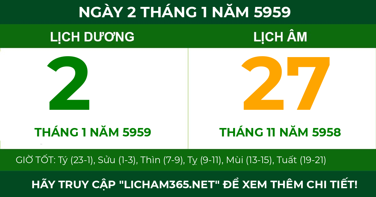 lịch âm ngày 2 tháng 1 năm 5959