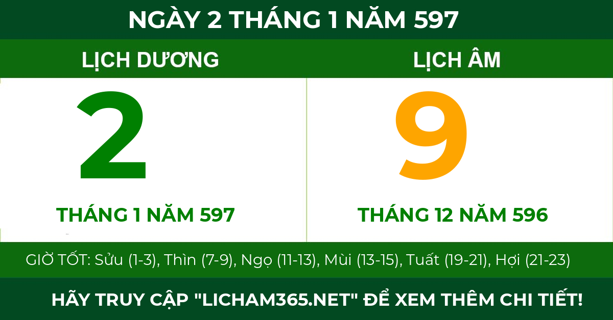 lịch âm ngày 2 tháng 1 năm 597
