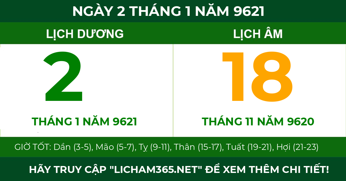 lịch âm ngày 2 tháng 1 năm 9621