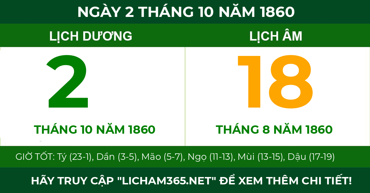 lịch âm ngày 2 tháng 10 năm 1860