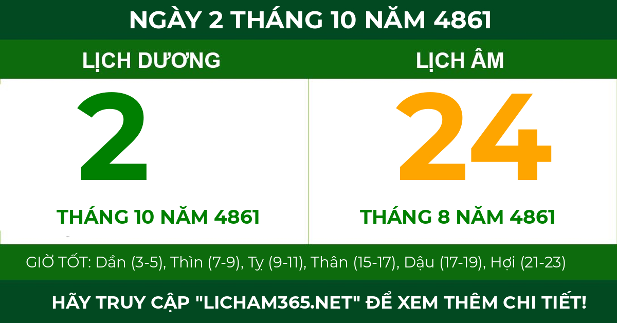 lịch âm ngày 2 tháng 10 năm 4861