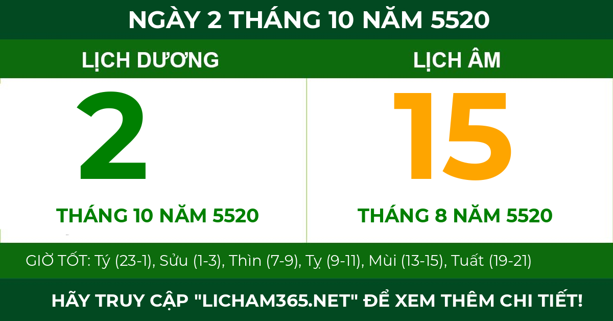 lịch âm ngày 2 tháng 10 năm 5520