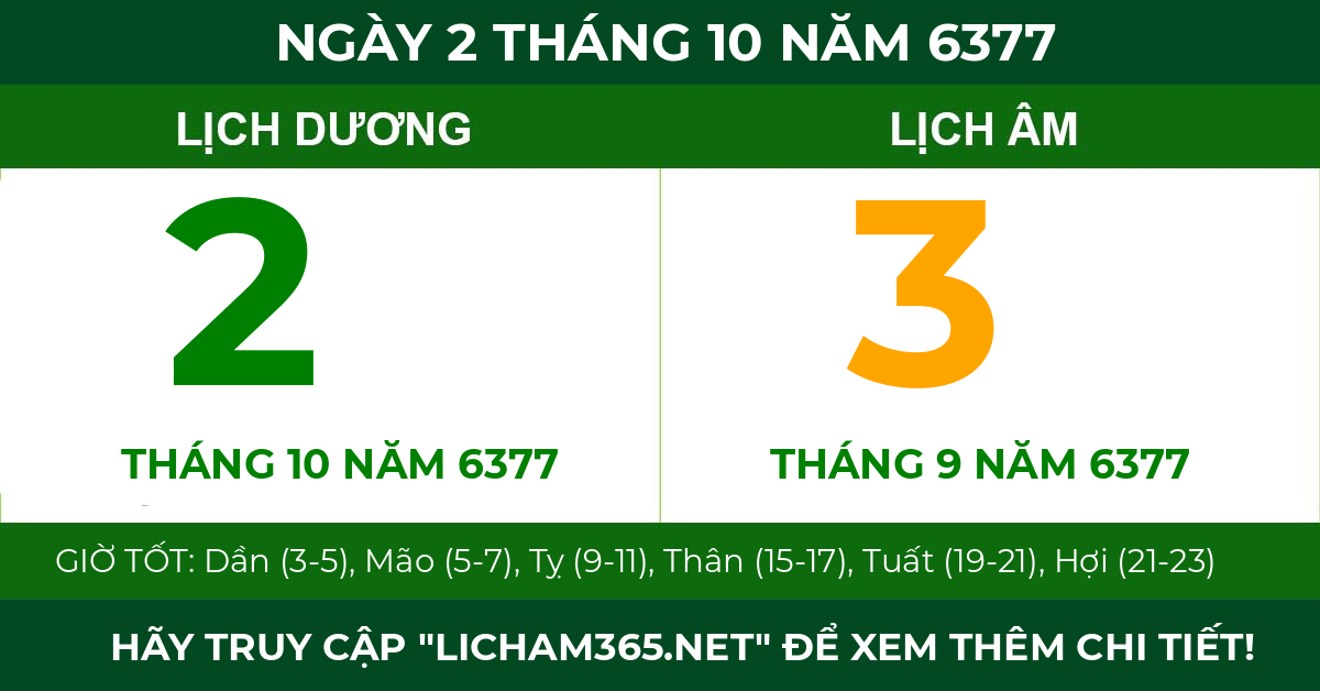 lịch âm ngày 2 tháng 10 năm 6377