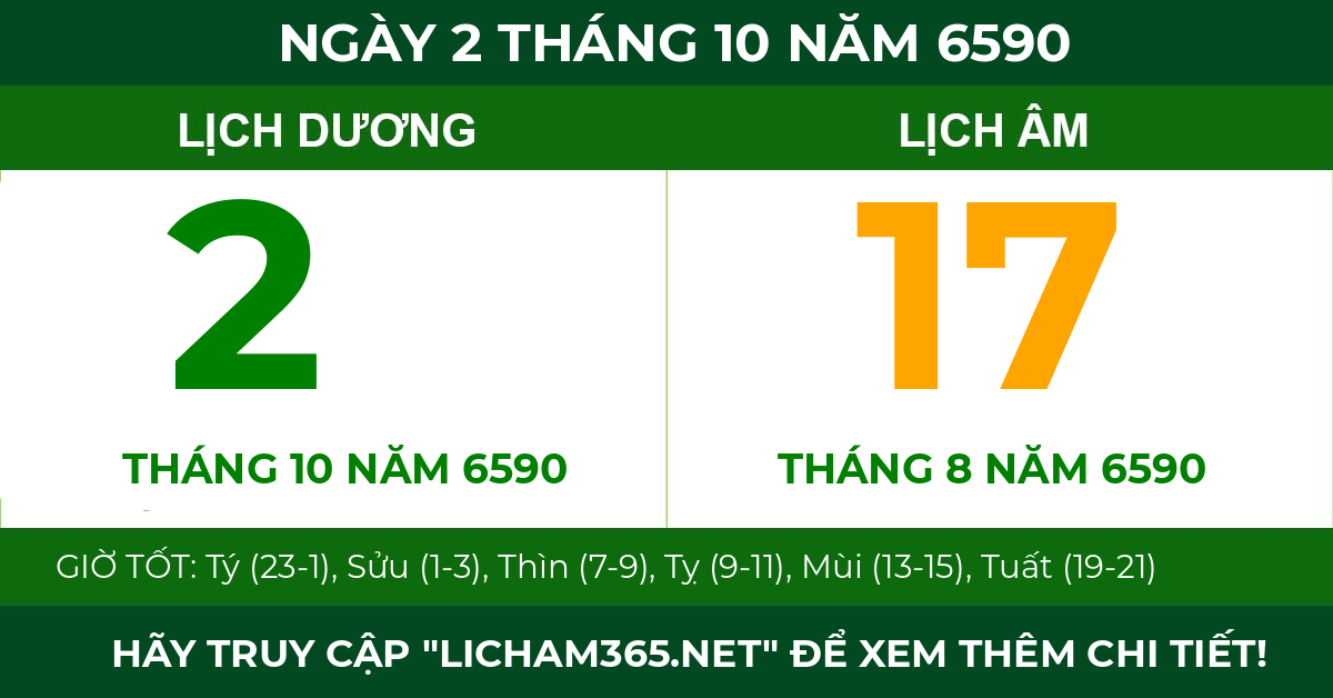 lịch âm ngày 2 tháng 10 năm 6590