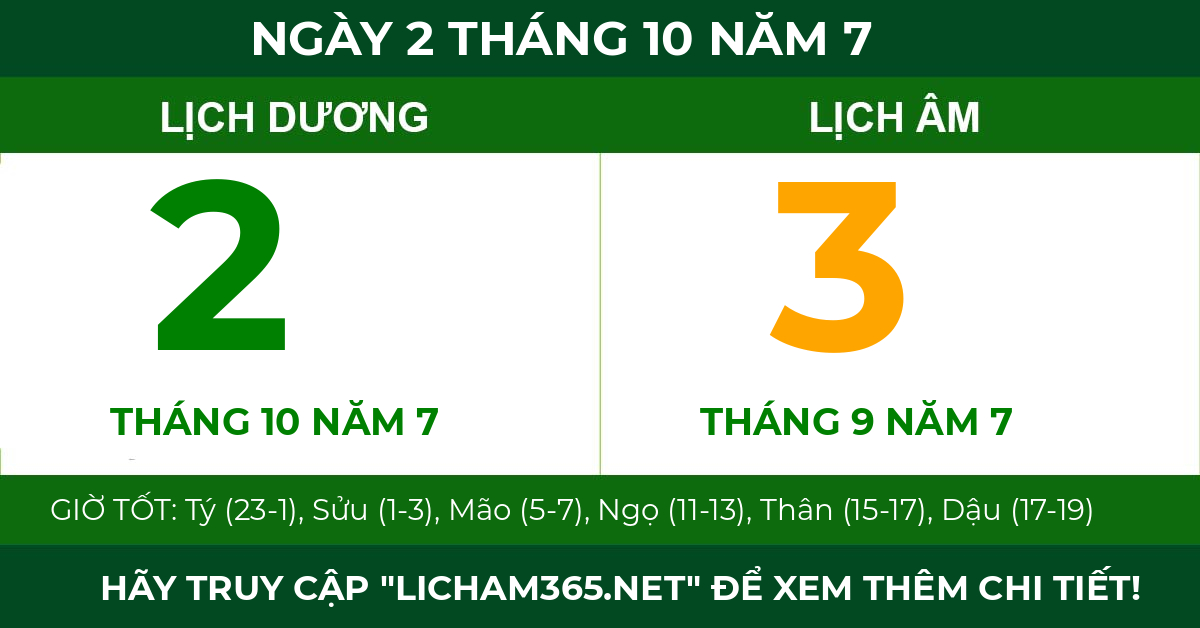 lịch âm ngày 2 tháng 10 năm 7