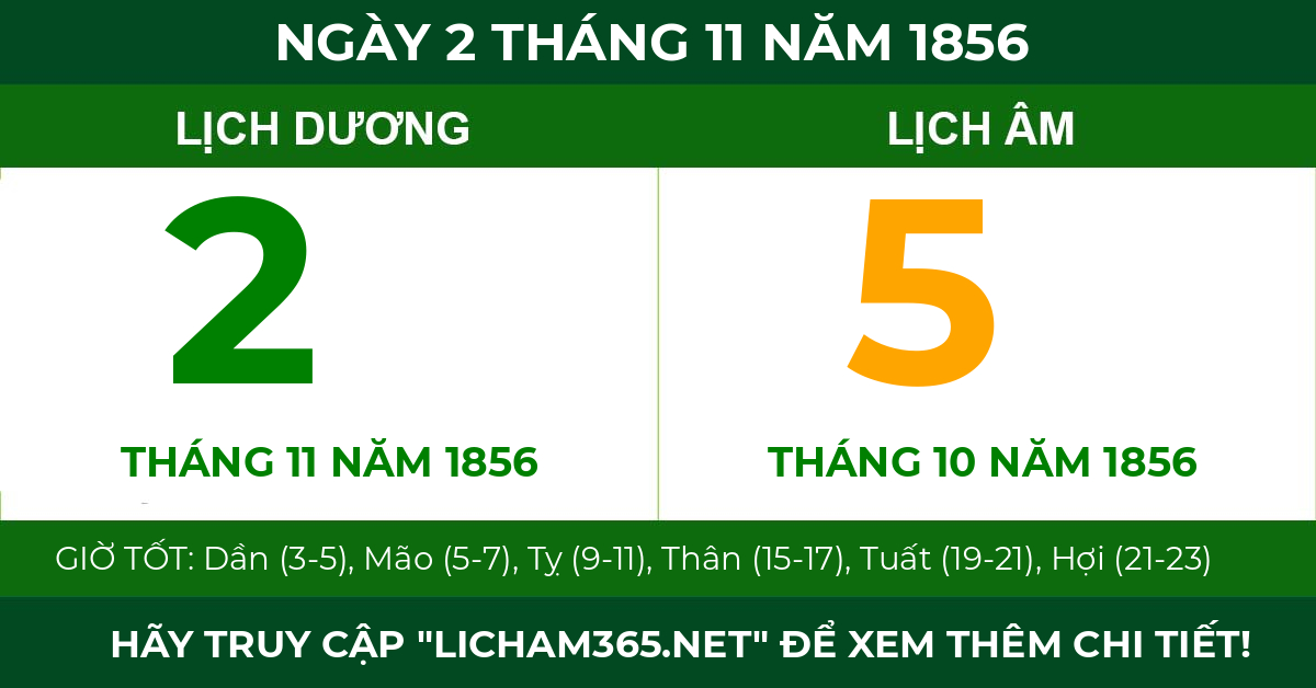 lịch âm ngày 2 tháng 11 năm 1856