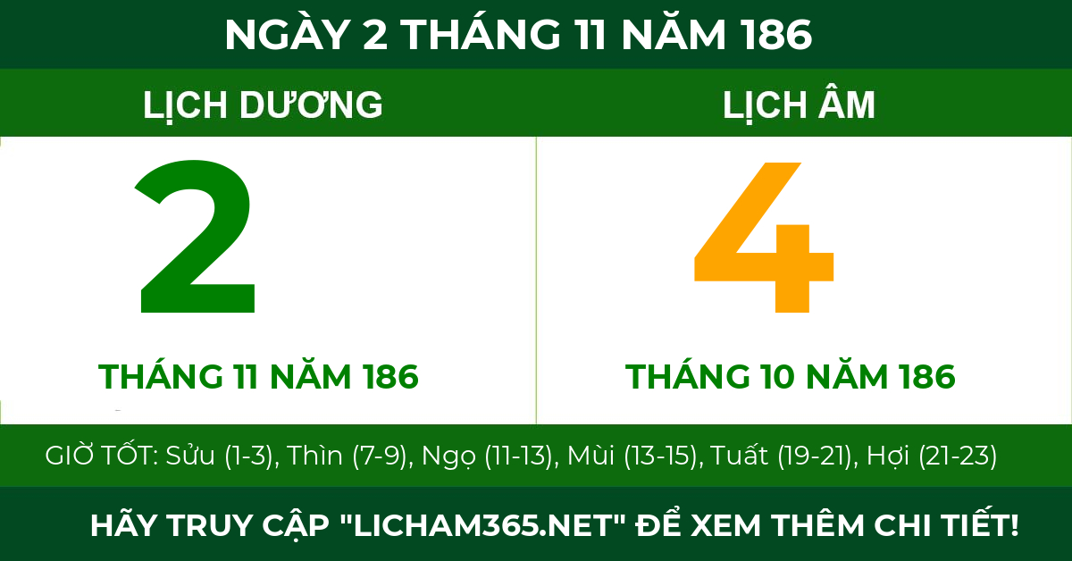 lịch âm ngày 2 tháng 11 năm 186