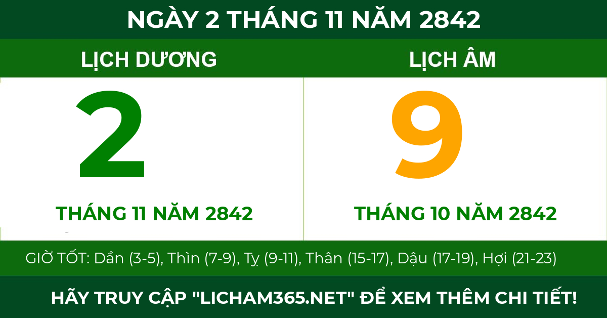 lịch âm ngày 2 tháng 11 năm 2842