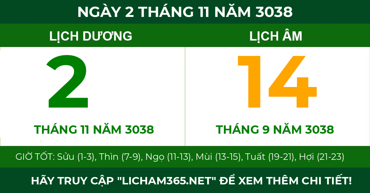 lịch âm ngày 2 tháng 11 năm 3038