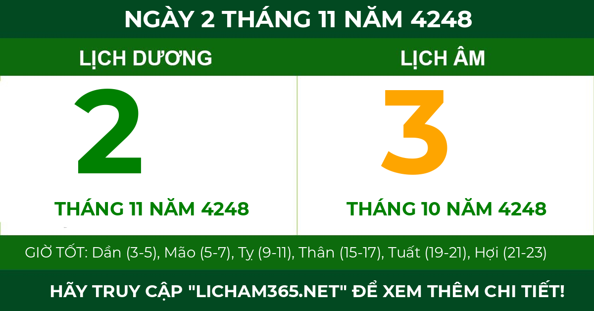 lịch âm ngày 2 tháng 11 năm 4248