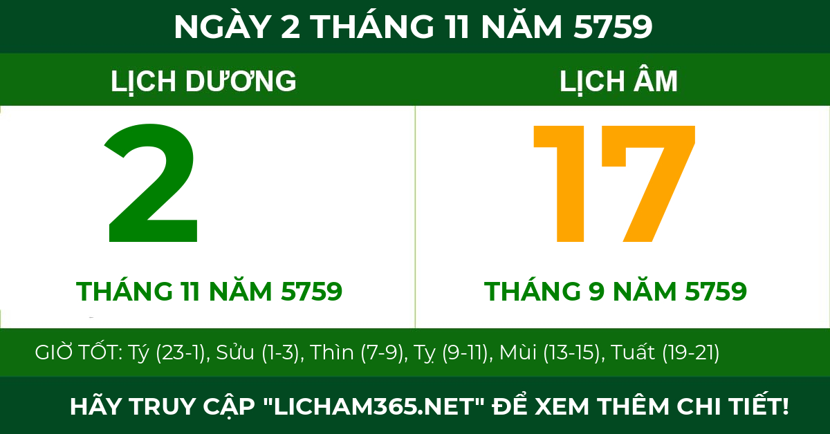 lịch âm ngày 2 tháng 11 năm 5759