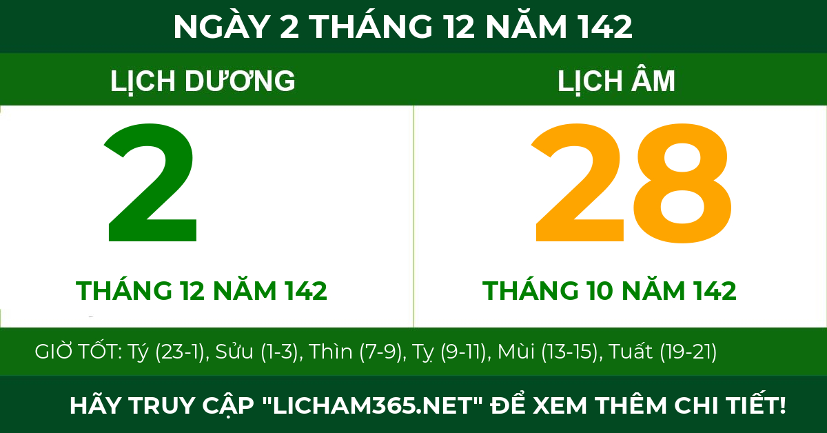 lịch âm ngày 2 tháng 12 năm 142