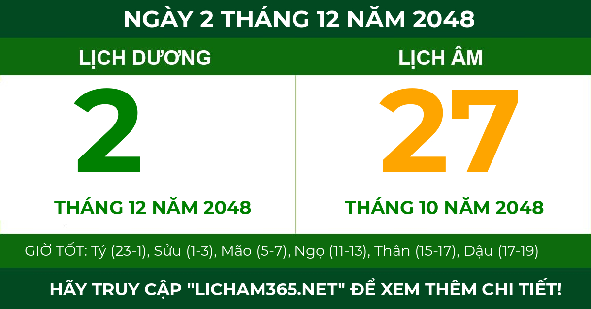 lịch âm ngày 2 tháng 12 năm 2048