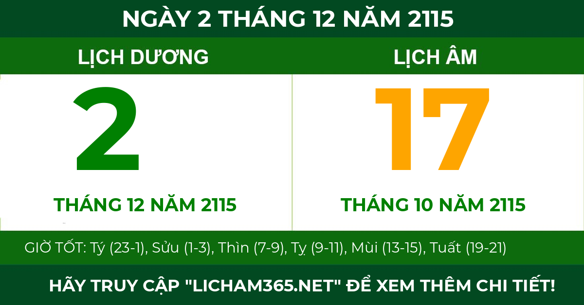 lịch âm ngày 2 tháng 12 năm 2115